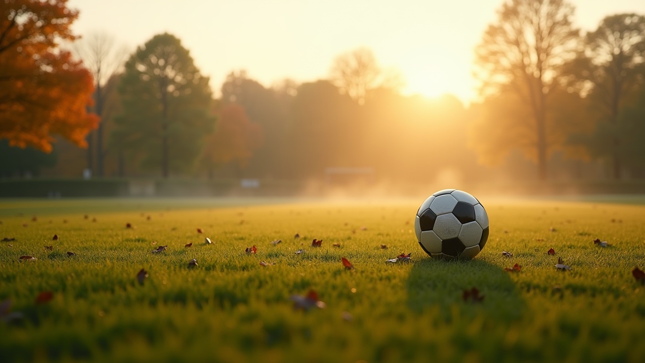 Football boots surrounded by autumn leaves